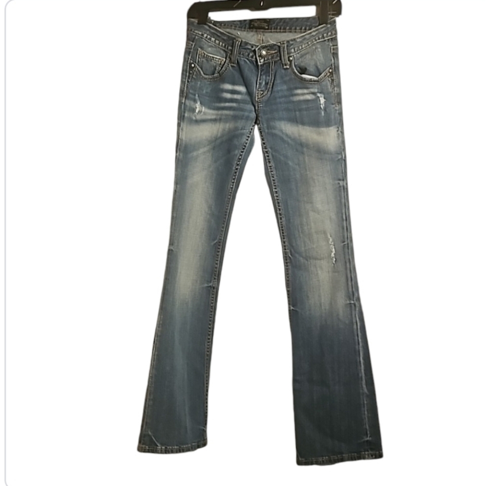 Express Small  Blue Distressed Ripped  Jeans
